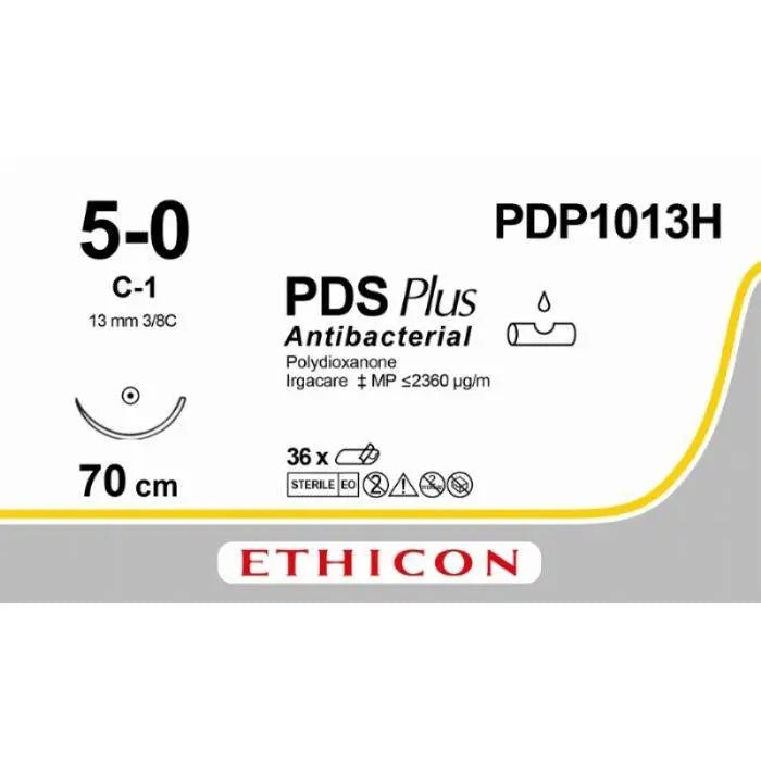 Ethicon PDS® Plus Antibacterial (Polydioxanone) Violet Absorbable Veterinary Surgical Suture | USP 5 - 0 | 70 cm | C - 1 Taperpoint Needle (13 mm) | PDP1013H (Box of 36) - SuturePDP1013H