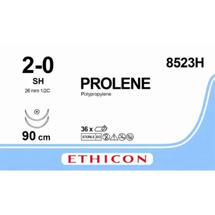 Ethicon PROLENE® Polypropylene Blue Non - Absorbable Surgical Suture – USP 2 - 0 – 90 cm (36 in) – Double - Armed SH Taper Point Needles – 8523H (Box of 36) - Suture8523H