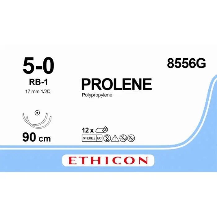 Ethicon PROLENE® Polypropylene Blue Non - Absorbable Veterinary Surgical Suture | USP 5 - 0 | 90 cm | Double - Armed RB - 1 Taper Point Needles | 8556G (Box of 12) - Suture8556G