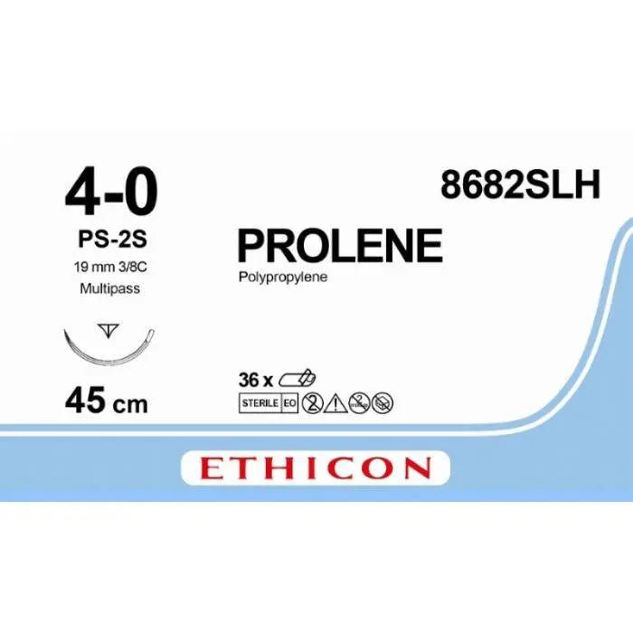 Ethicon PROLENE® Polypropylene Blue Non - Absorbable Surgical Suture | USP 4 - 0 | 45 cm | PS - 2S PRIME MULTIPASS® Reverse Cutting Needle | 8682SLH (Box of 36) - Suture8682SLH