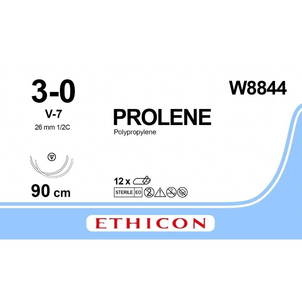 Ethicon PROLENE Polypropylene Blue Non - Absorbable Surgical Suture USP 3 - 0 90 cm (36 in) Double - Armed V - 7 Tapercut Needles 8976H (Box of 36) - 8976H