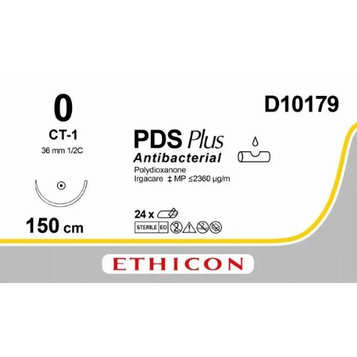 Ethicon PDS® Plus Antibacterial (Polydioxanone) Violet Absorbable Surgical Suture – USP 0 – 150 cm – CT - 1 Taperpoint Needle (36 mm) – D10179 (Box of 24) - SutureD10179