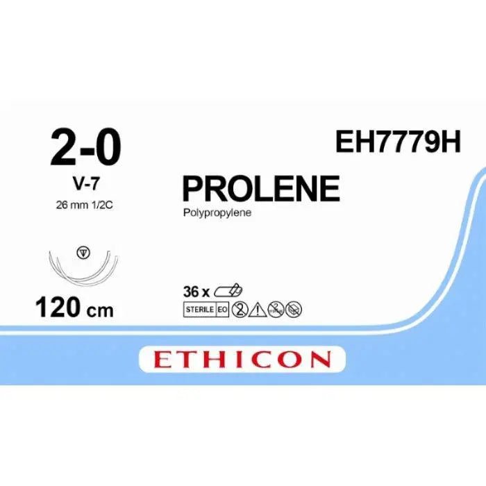 Ethicon PROLENE Polypropylene Blue Non - Absorbable Surgical Suture – USP 2 - 0 – 120 cm – V - 7 TAPERCUT® Needle (26 mm) – EH7779H (Box of 36) - SutureEH7779H