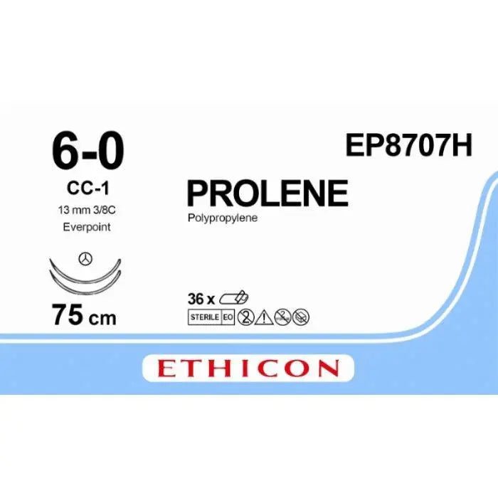 Ethicon PROLENE Polypropylene Non - Absorbable Monofilament Surgical Suture | USP 3 - 0 | 75 cm | BV - 1 Taperpoint Needles 9.3 mm | 3/8 Circle with EVERPOINT Technology | EP8707H (Box of 36) - SutureEP8707H