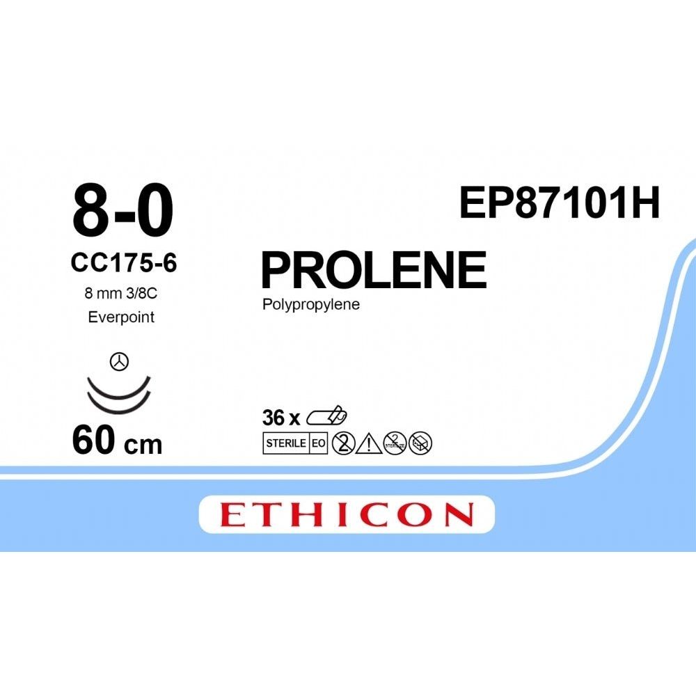 Ethicon PROLENE Polypropylene Non - Absorbable Monofilament Surgical Suture USP 1 75 cm BV - 1 Taperpoint Needles 9.3 mm 3/8 Circle with EVERPOINT Technology EP87101H (Box of 36) - EP87101H