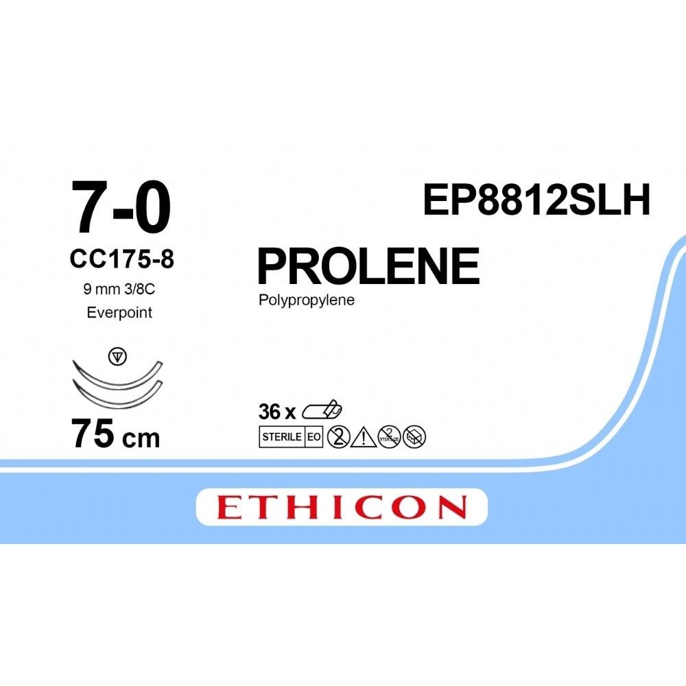 Ethicon PROLENE Polypropylene Non - Absorbable Monofilament Surgical Suture USP 4 75 cm BV - 1 Taperpoint Needles 9.3 mm 3/8 Circle with EVERPOINT Technology EPM8766 (Box of 36) - EPM8766