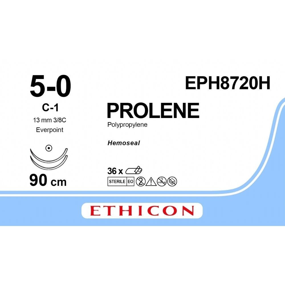 Ethicon PROLENE Polypropylene Non - Absorbable Monofilament Surgical Suture USP 3 - 0 75 cm BV - 1 Taperpoint Needles 9.3 mm 3/8 Circle with EVERPOINT Technology EPH8720H (Box of 36) - EPH8720H