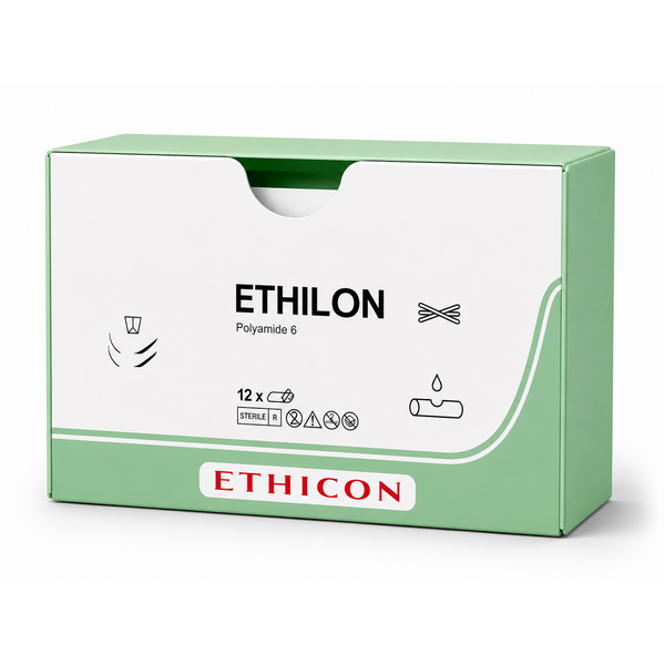 Ethicon Ethilon 6-0 Black Monofilament Non-Absorbable Surgical Suture
