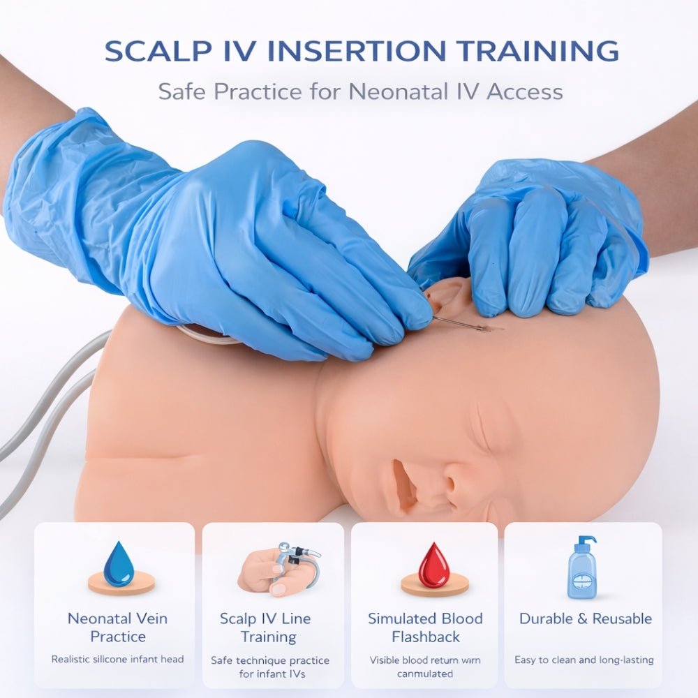 Infant Head IV Injection & Scalp Venipuncture Training Model Neonatal Clinical Skills Simulator - Surgical TrainingNIC-001