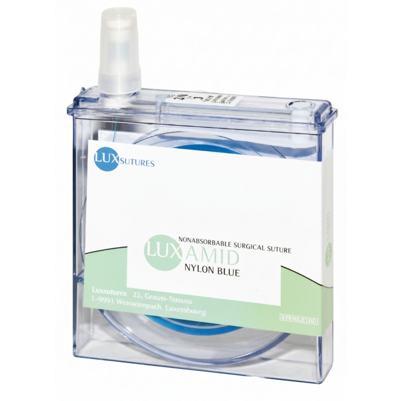 LuxSutures LUXAMID Nylon Veterinary Non - Absorbable Surgical Suture Metric 4 100 cm Blue Cassette (1 Pc.) - NY01100
