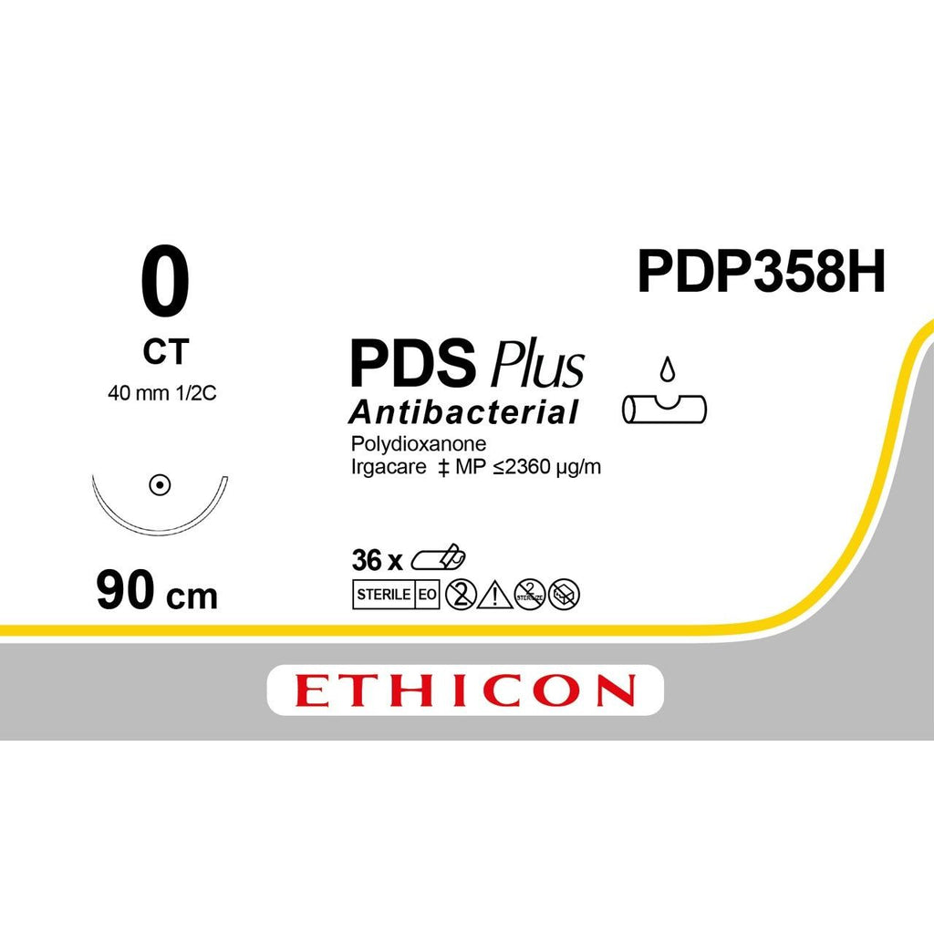 Ethicon PDS® Plus Antibacterial (Polydioxanone) Violet Absorbable Surgical Suture – USP 0 – 90 cm – CT Taperpoint Needle – PDP358H (Box of 36) - SuturePDP358H