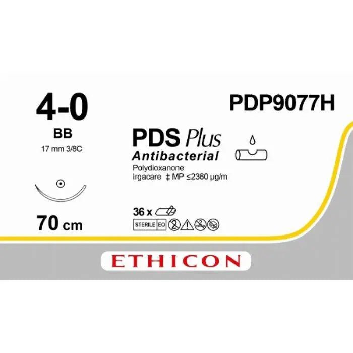 Ethicon PDS® Plus Antibacterial (Polydioxanone) Violet Absorbable Surgical Suture | USP 4 - 0 | 70 cm | BB Taper Point Needle | PDP9077H (Box of 36) - SuturePDP9077H