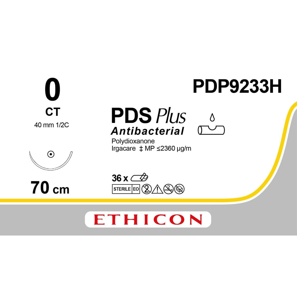 Ethicon PDS™ Plus Antibacterial (Polydioxanone) Violet Absorbable Surgical Suture – 70 cm – CT Needle – PDP9233H (Box of 36) - SuturePDP9233H