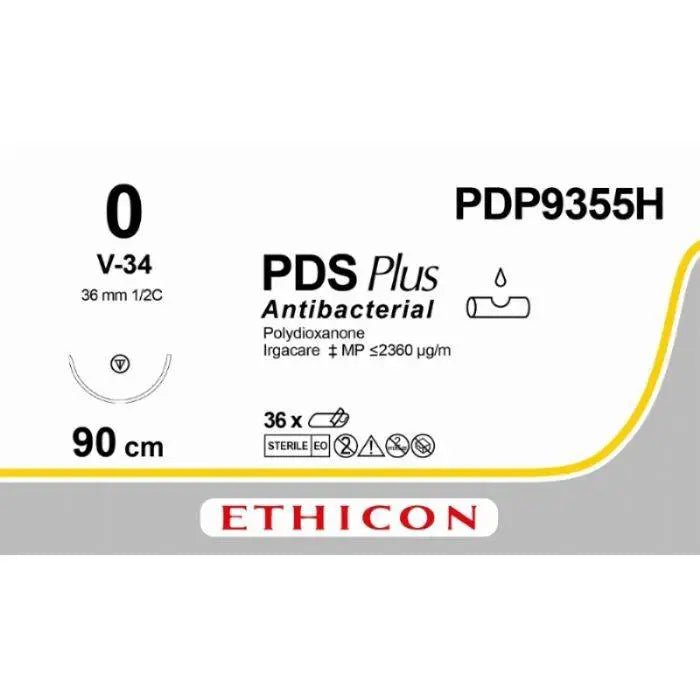 Ethicon PDS™ Plus Antibacterial (Polydioxanone) Violet Absorbable Surgical Suture – 90 cm – V - 34 Needle – PDP9355H (Box of 36) - SuturePDP9355H