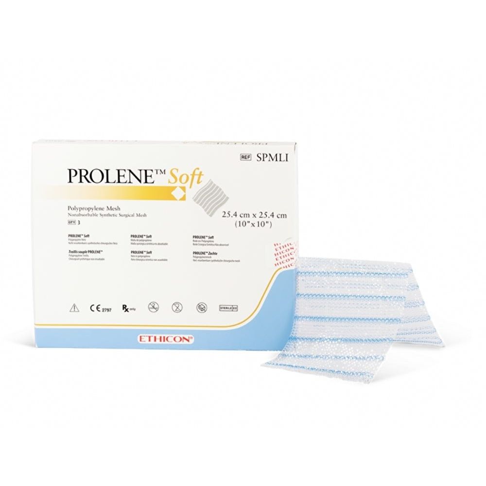 Ethicon PROLENE Soft Polypropylene Mesh Non - Absorbable Surgical Hernia Repair Mesh 6 in × 6 in Macroporous Polypropylene SPMH (Box of 6) - SPMH