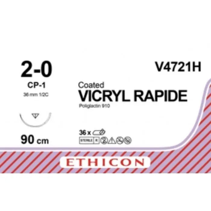 Ethicon VICRYL RAPIDE Polyglactin 910 Braided Rapidly Absorbable Surgical Suture – USP 2 - 0 – 90 cm – Undyed – Single - Armed – V4721H (Box of 36) Size: 2 - 0 Colour: Undyed Style: Single - armed - V4721H