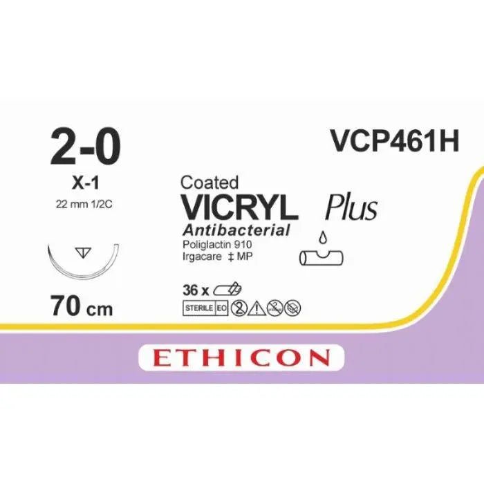 Ethicon VICRYL PLUS Polyglactin 910 Braided Absorbable Antibacterial Surgical Suture VCP461H