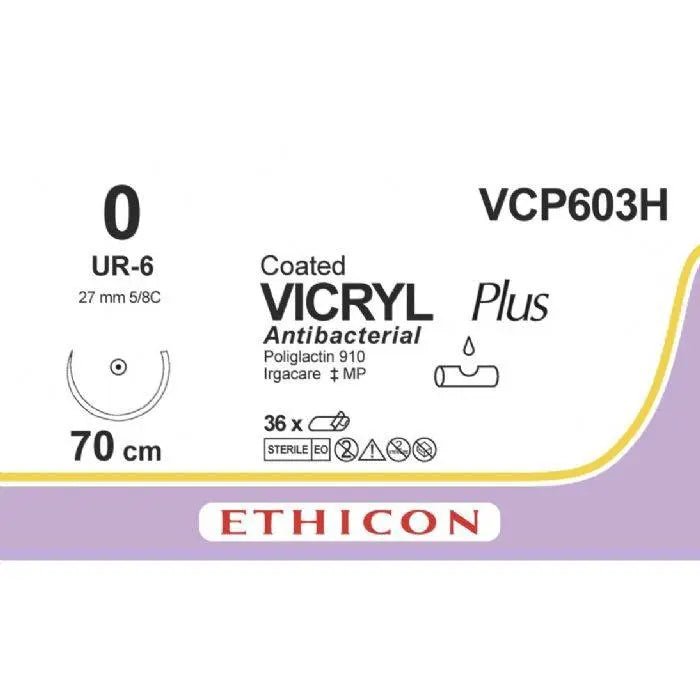 Ethicon VICRYL PLUS Polyglactin 910 Braided Absorbable Antibacterial Surgical Suture VCP603H