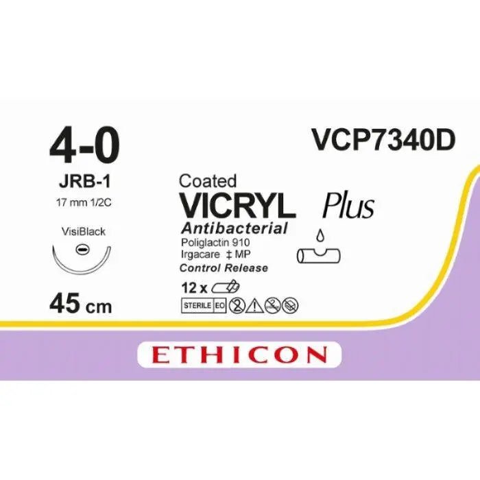 Ethicon VICRYL PLUS Polyglactin 910 Braided Absorbable Antibacterial Surgical Suture VCP7340D