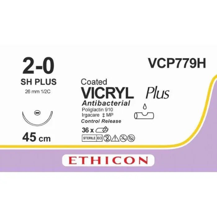 Ethicon VICRYL PLUS Polyglactin 910 Braided Absorbable Antibacterial Surgical Suture VCP779H