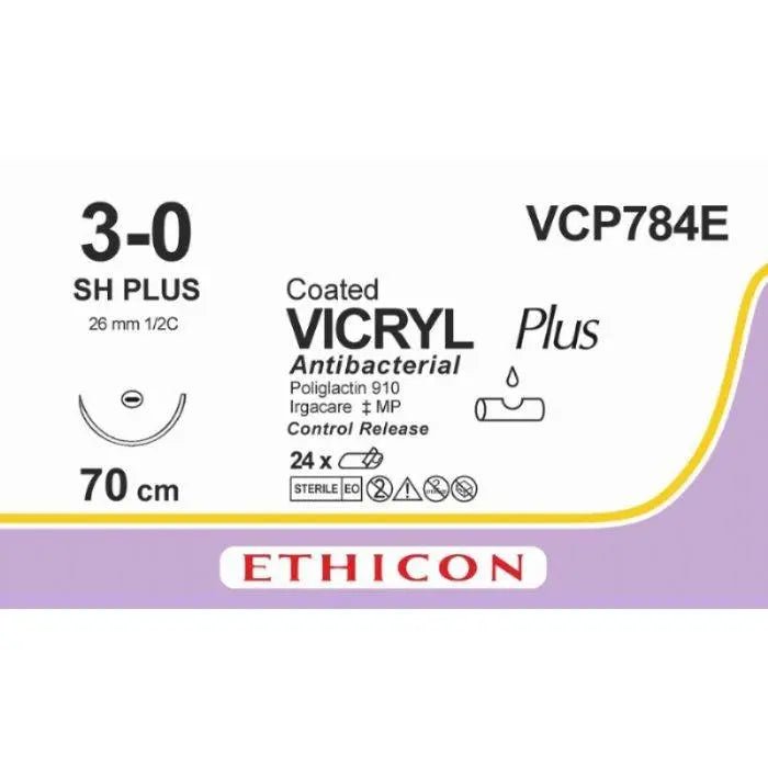 Ethicon VICRYL PLUS Polyglactin 910 Braided Absorbable Antibacterial Surgical Suture VCP784E