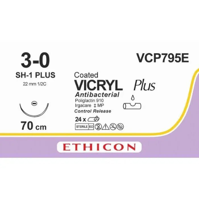 Ethicon VICRYL PLUS Polyglactin 910 Braided Absorbable Antibacterial Surgical Suture VCP795E