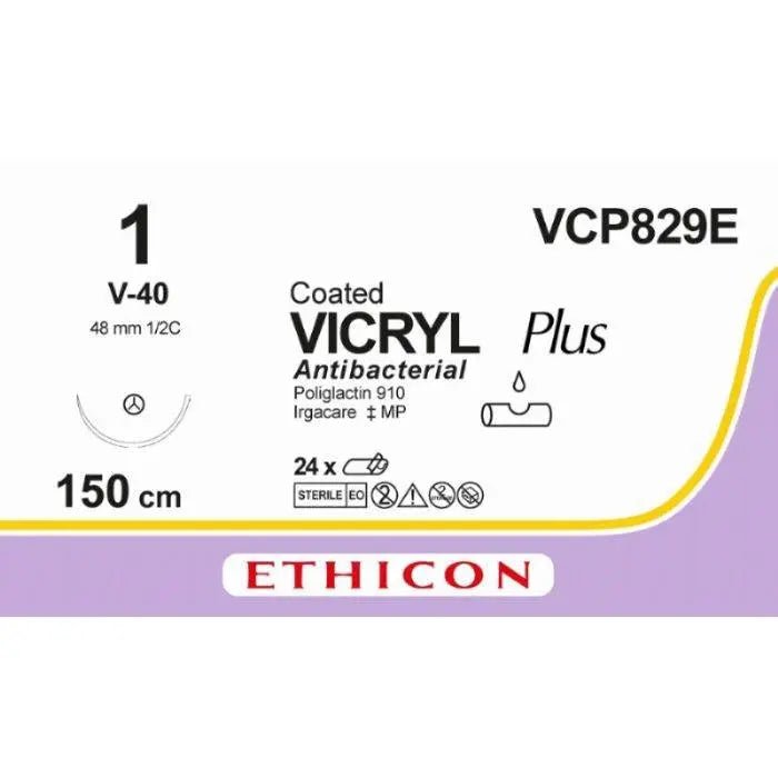 Ethicon VICRYL PLUS Polyglactin 910 Braided Absorbable Antibacterial Surgical Suture VCP829E