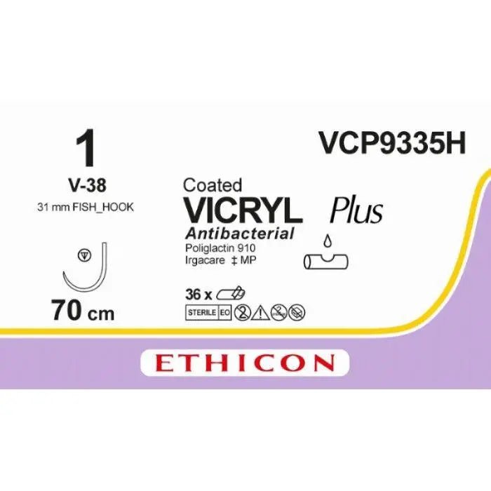 Ethicon VICRYL PLUS Polyglactin 910 Braided Absorbable Antibacterial Surgical Suture VCP9335H