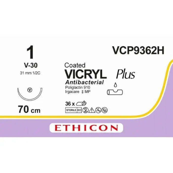 Ethicon VICRYL PLUS Polyglactin 910 Braided Absorbable Antibacterial Surgical Suture VCP9362H