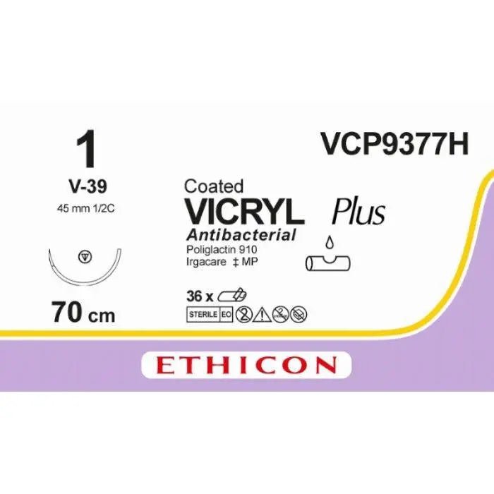 Ethicon VICRYL PLUS Polyglactin 910 Braided Absorbable Antibacterial Surgical Suture VCP9377H