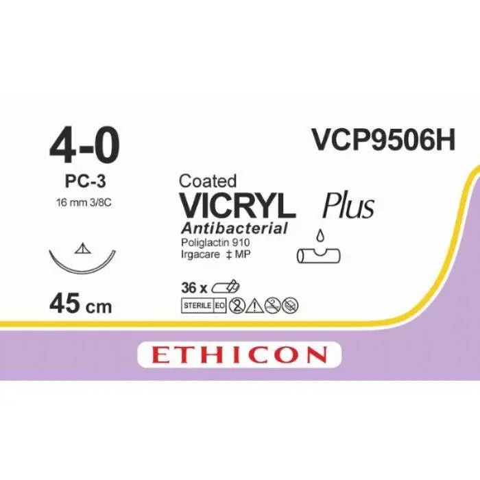 Ethicon VICRYL PLUS Polyglactin 910 Braided Absorbable Antibacterial Surgical Suture VCP9506H