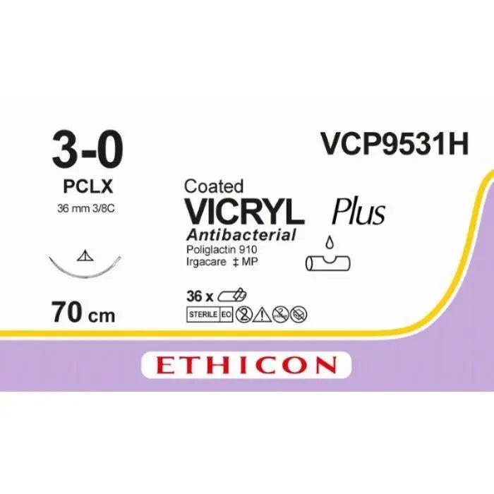Ethicon VICRYL PLUS Polyglactin 910 Braided Absorbable Antibacterial Surgical Suture VCP9531H