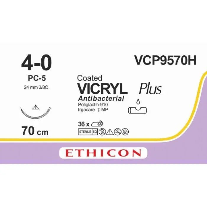 Ethicon VICRYL PLUS Polyglactin 910 Braided Absorbable Antibacterial Surgical Suture VCP9570H