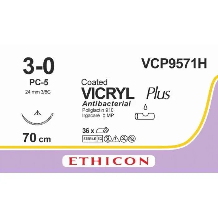 Ethicon VICRYL PLUS Polyglactin 910 Braided Absorbable Antibacterial Surgical Suture VCP9571H