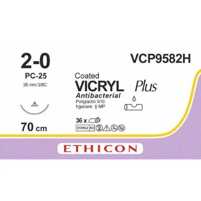 Ethicon VICRYL PLUS Polyglactin 910 Braided Absorbable Antibacterial Surgical Suture VCP9582H