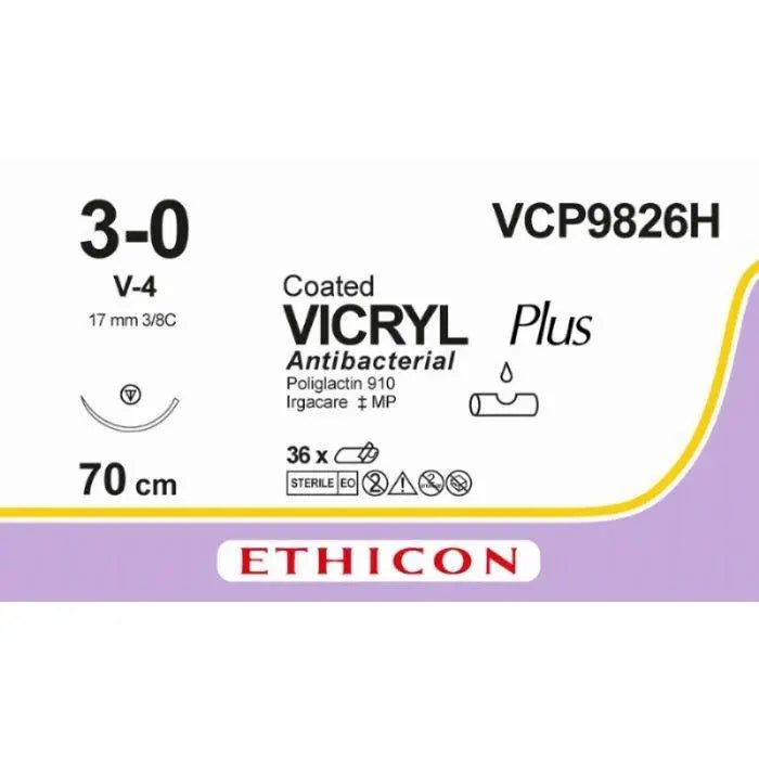 Ethicon VICRYL PLUS Polyglactin 910 Braided Absorbable Antibacterial Surgical Suture VCP9826H