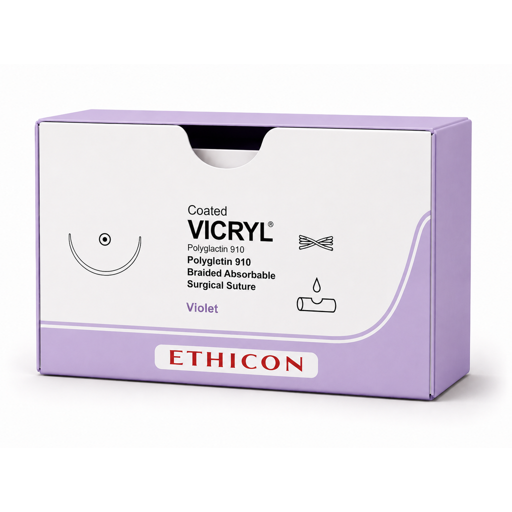 Ethicon VICRYL Coated Polyglactin 910 Absorbable Surgical Suture – USP 9-0 – 10 cm – Violet – Single-Armed Reverse Spatula Needle 6.5 mm, 3/8 Circle – W1703 (Box of 12) Size: 9-0 Colour: Violet Style: Reverse Spatula