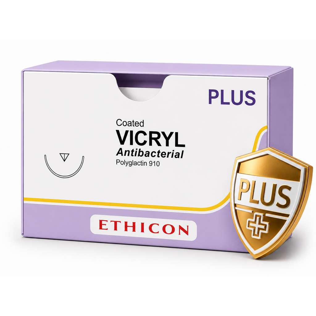 Ethicon COATED VICRYL PLUS Polyglactin 910 Braided Absorbable Antibacterial Surgical Suture – USP 4-0 – 45 cm (18 in) – Undyed – Single-Armed Conventional Cutting PC-5 MULTIPASS® Needle 19 mm, 3/8 Circle – VCP823G (Box of 12) Size: 4-0 Colour: Undyed