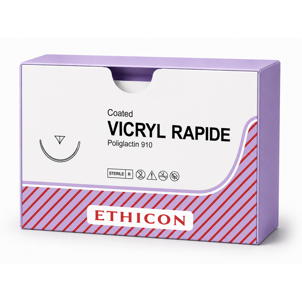 Ethicon VICRYL RAPIDE Polyglactin 910 Braided Rapidly Absorbable Surgical Suture – USP 8-0 – 30 cm – Violet – Single-Armed Taper Point GS-9 Needle 9 mm, 3/8 Circle – V1210G (Box of 12) Size: 8-0 Colour: Violet Style: Taper Point GS-9