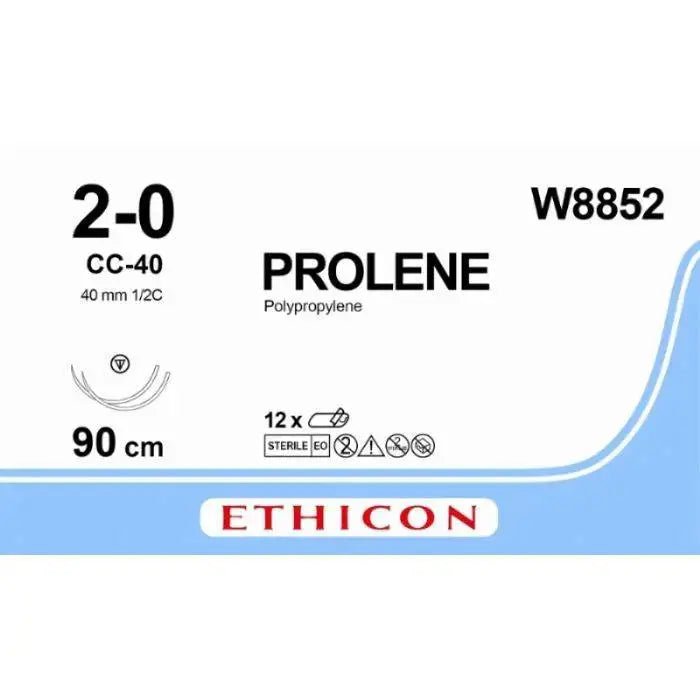 Ethicon PROLENE® Polypropylene Blue Non - Absorbable Surgical Suture – USP 2 - 0 – 90 cm – CC - 40 TAPERCUT® Needle – W8852 (Box of 12) - SutureW8852