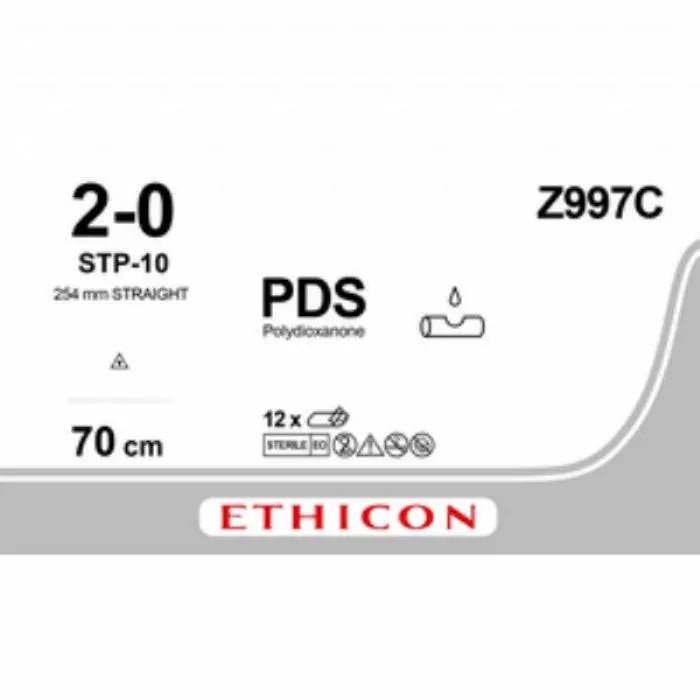 Ethicon PDS™ II Polydioxanone Suture – Absorbable Monofilament – USP 2 - 0 – 70cm (27”) – Violet – STP - 10 Taper Point Needle – Double Armed – Z997C (Box of 12) - SutureZ997C